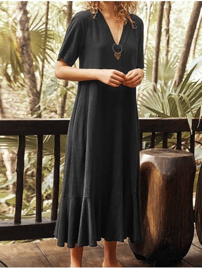 Leina™ - Elegant V-Neck Dress