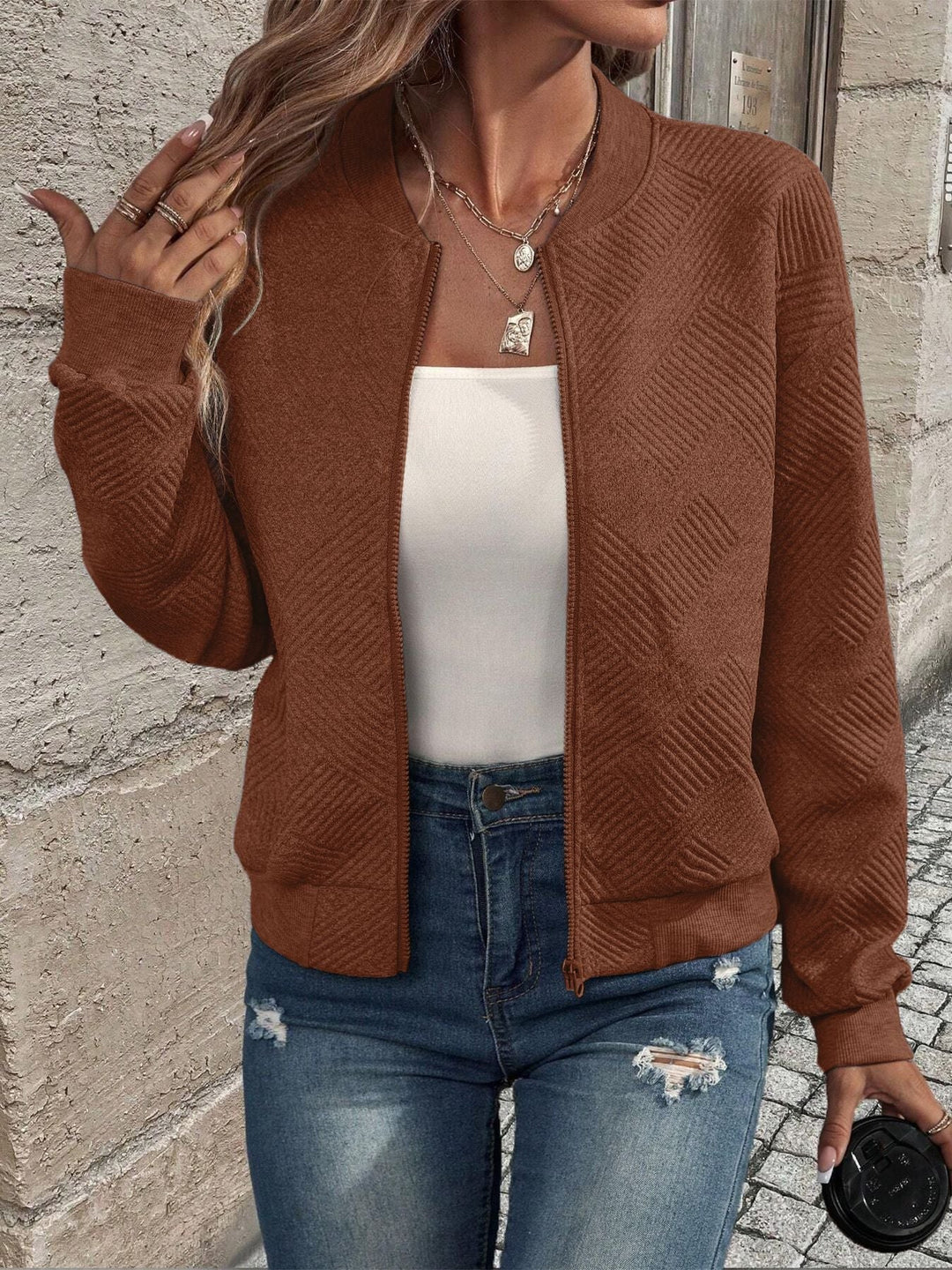 Shanie - Cozy Patterned Jacket