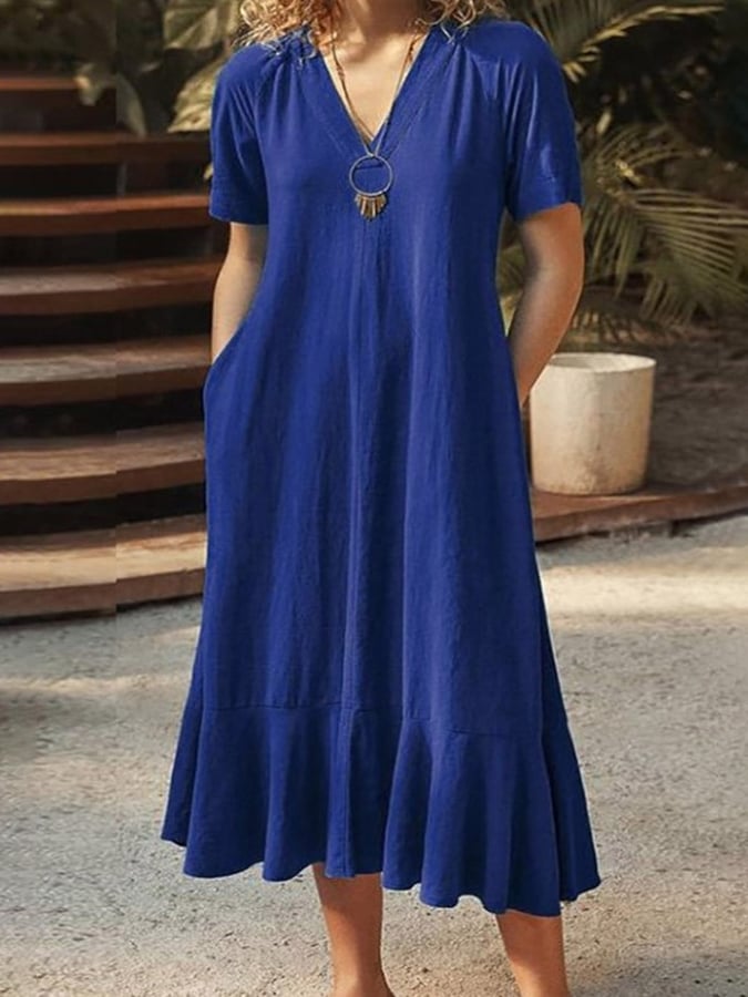 Leina™ - Elegant V-Neck Dress